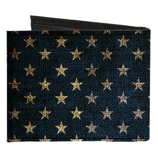 Canvas Bi-Fold Wallet - Vintage US Flag Stretch