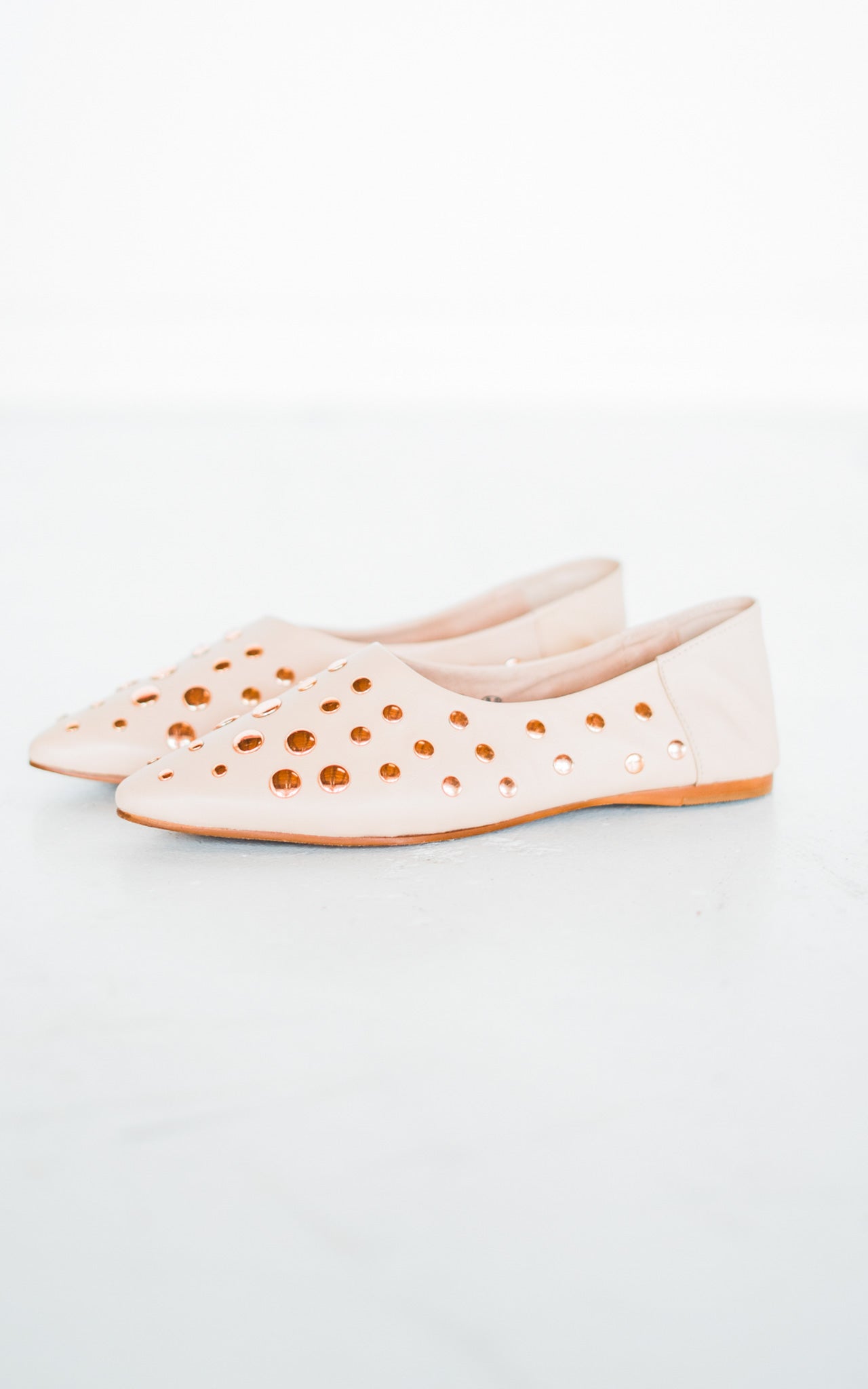 Harriette Leather Flats in Blush