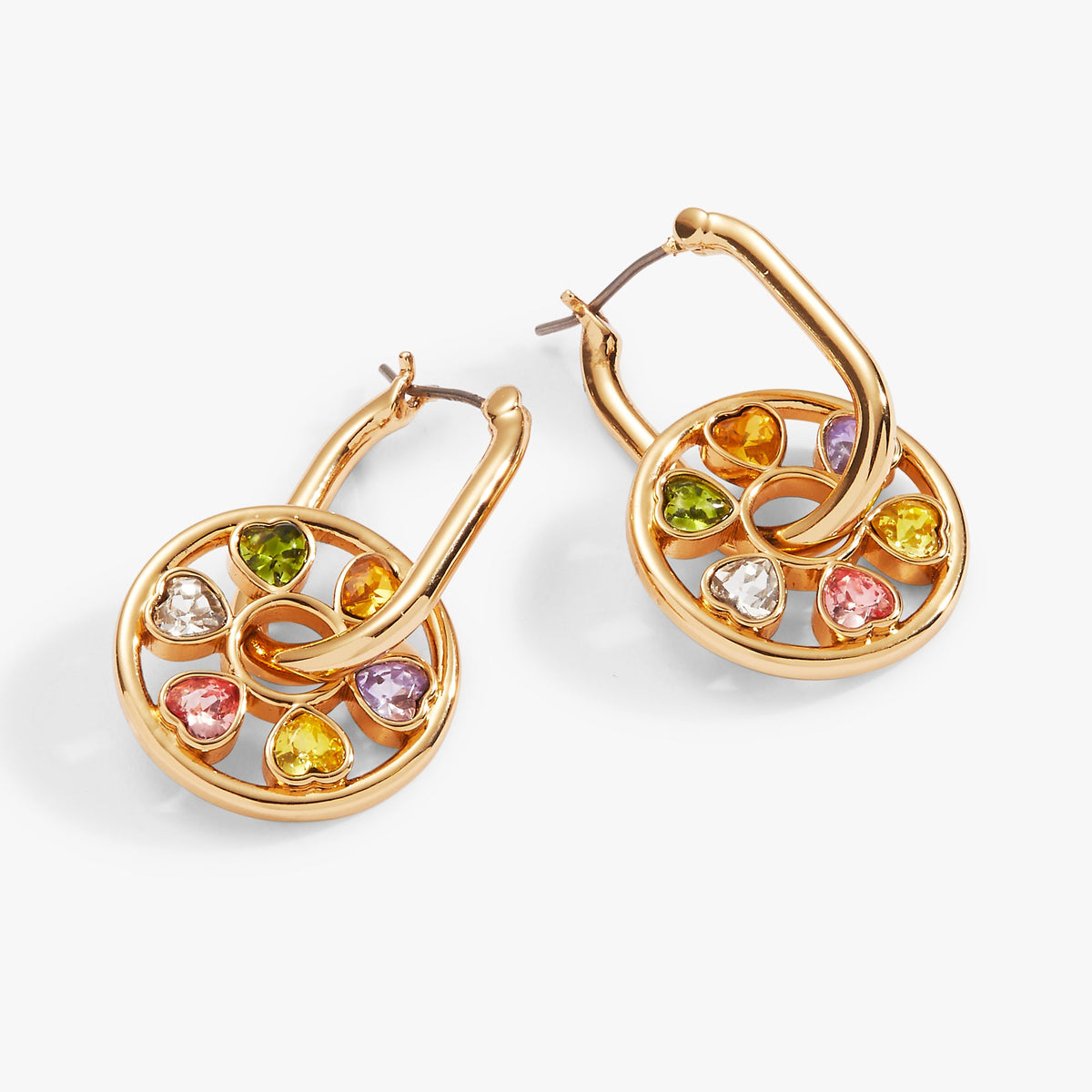 Heart Crystal Wheel Hoop Earrings