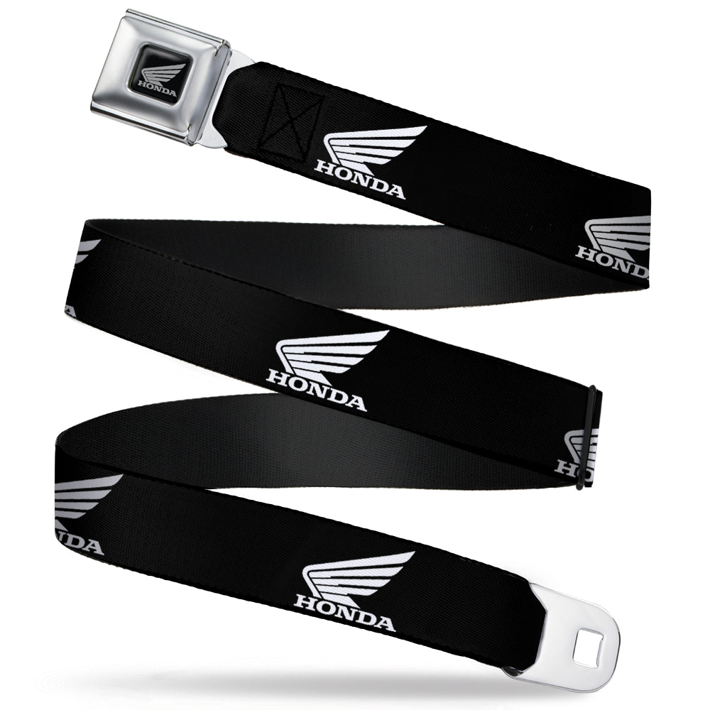Honda Motorcycle Black Silver Seatbelt Belt - HONDA Motorcycle Logo Black/White Webbing