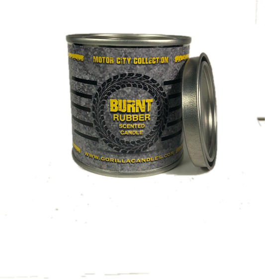 Burnt Rubber Scented Candle Natural Soy Wax Novelty Automotive Smell Home Fragrance 8 oz