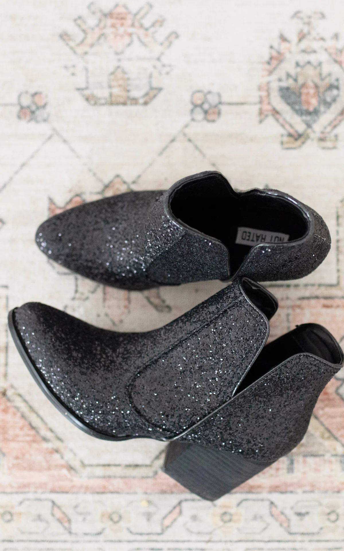 Not Rated - Fiera Glitter Booties in Black