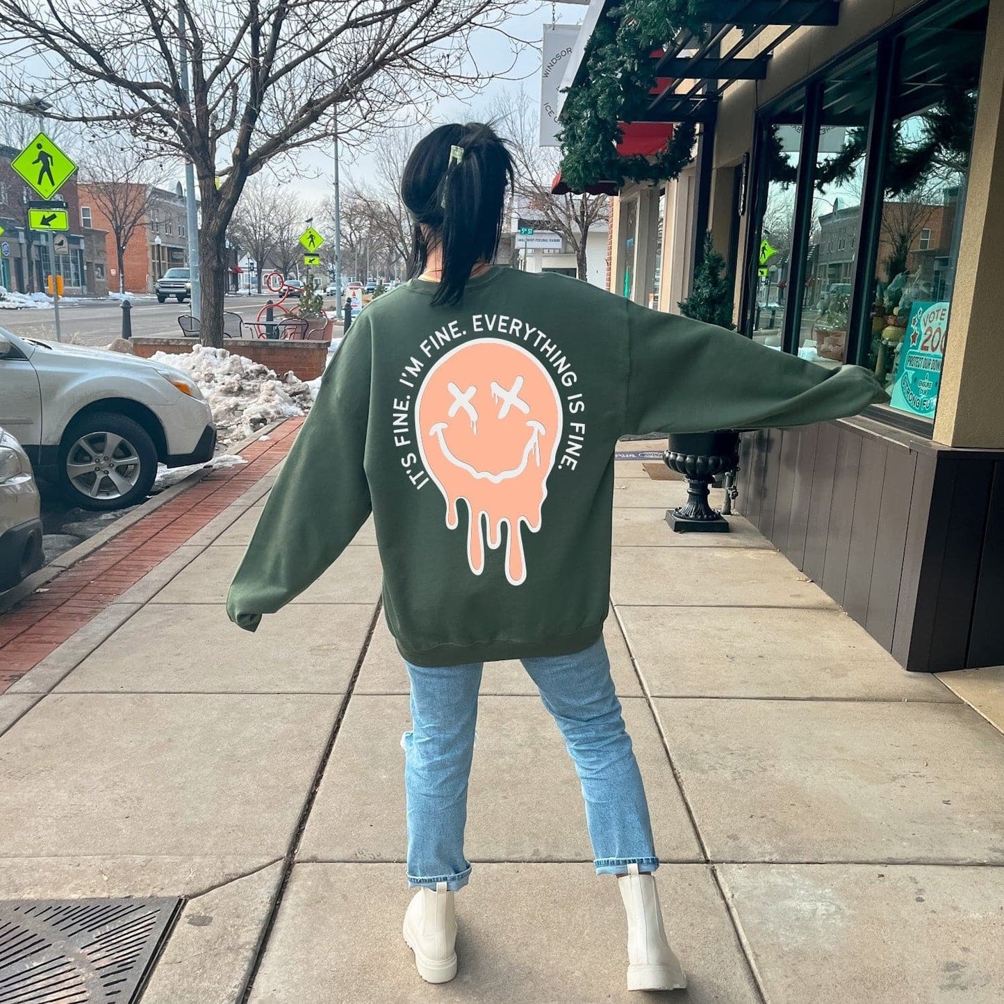 It's Fine Sweatshirt - Military Green