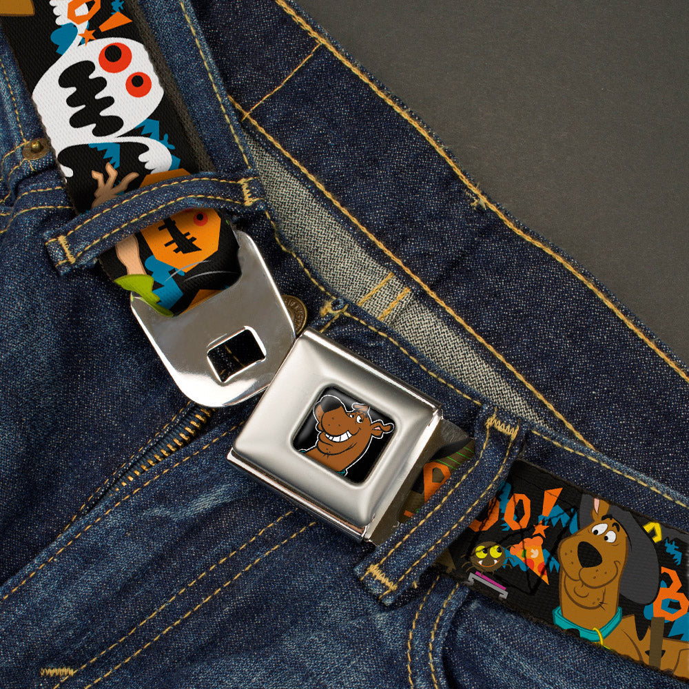 Scooby Doo Face Full Color Black Seatbelt Belt - Scooby Doo Halloween2/Ghosts BOO! Webbing