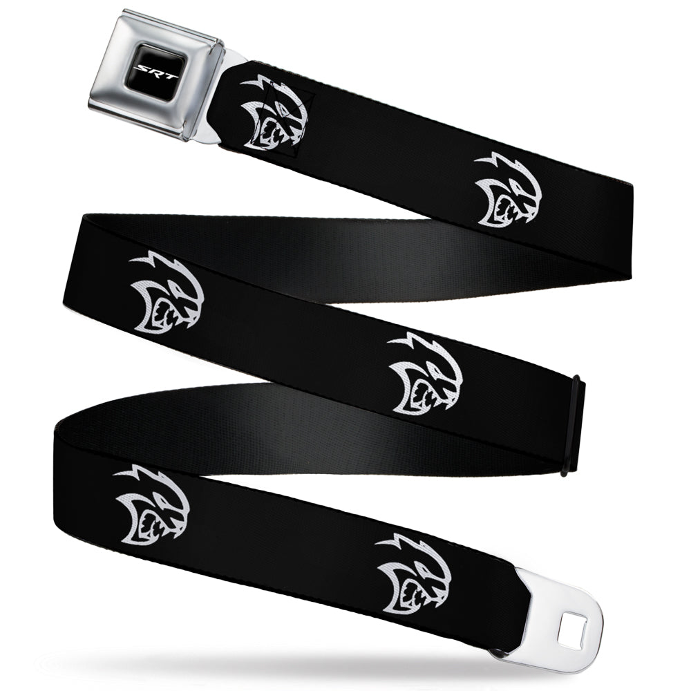 SRT Logo Full Color Black White Seatbelt Belt - Dodge Hellcat Logo Black/White Webbing