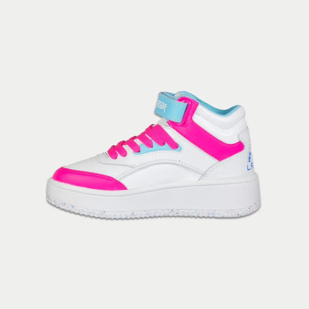 LA Gear Kids Flame Hightop | White x Pink x Blue