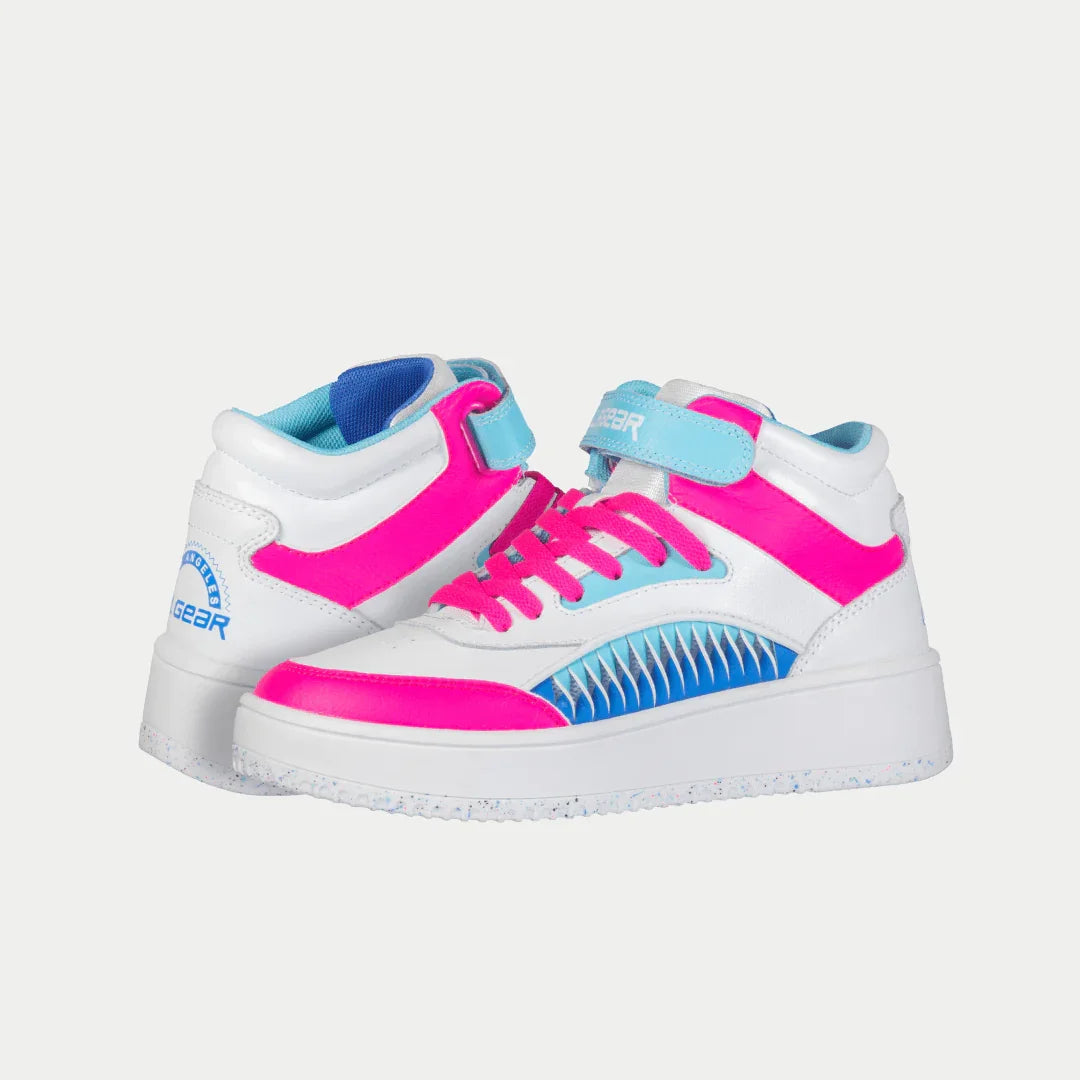 LA Gear Kids Flame Hightop | White x Pink x Blue