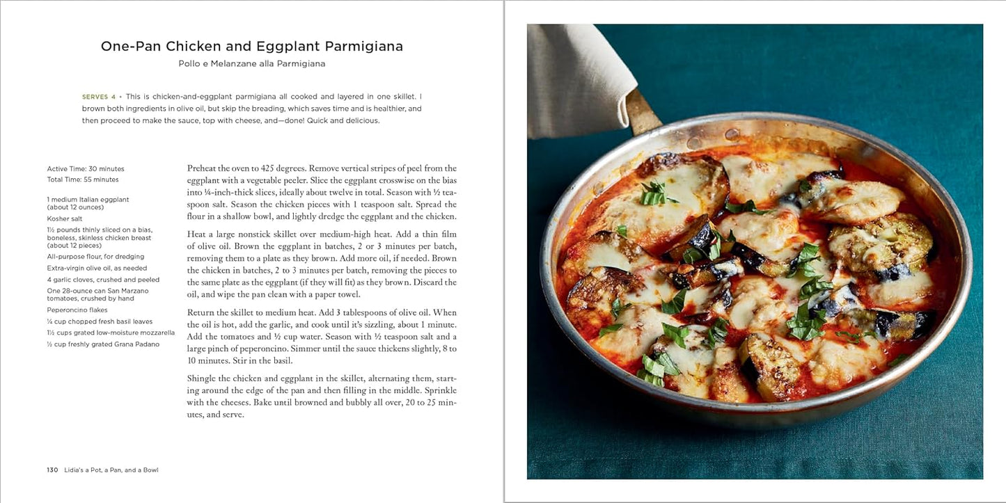 Lidia's a Pot, a Pan, and a Bowl: Simple Recipes for Perfect Meals: A Cookbook (Spiral bound)