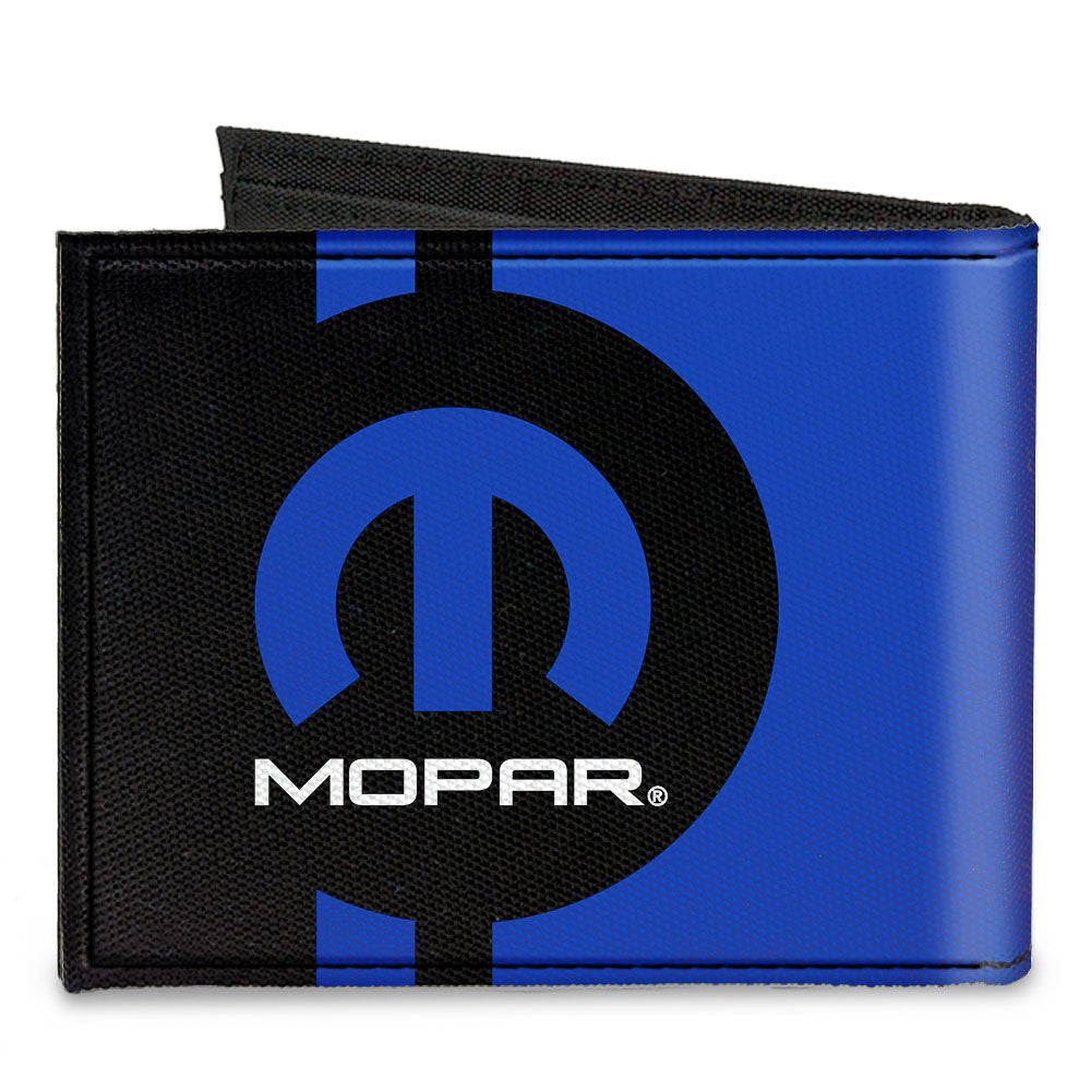 Canvas Bi-Fold Wallet - MOPAR Logo Stripe2 Black Blue