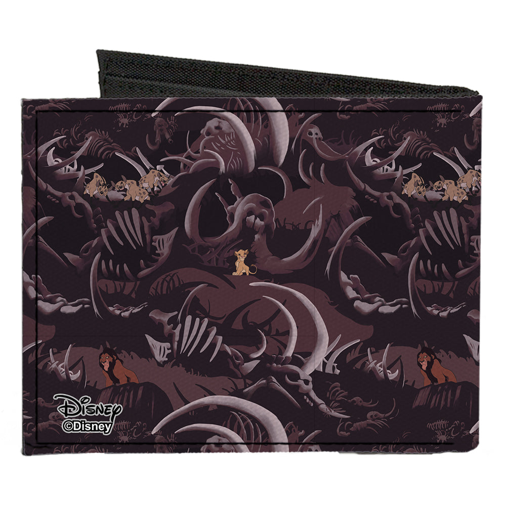Canvas Bi-Fold Wallet - Lion King Scar Pose Elephant Graveyard Bones Browns