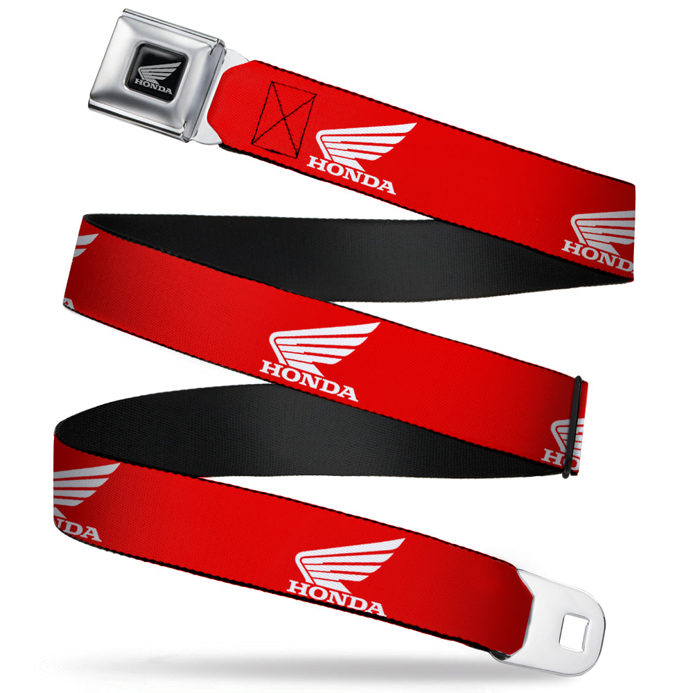 Honda Motorcycle Black Silver Seatbelt Belt - HONDA Motorcycle Logo Red/White Webbing