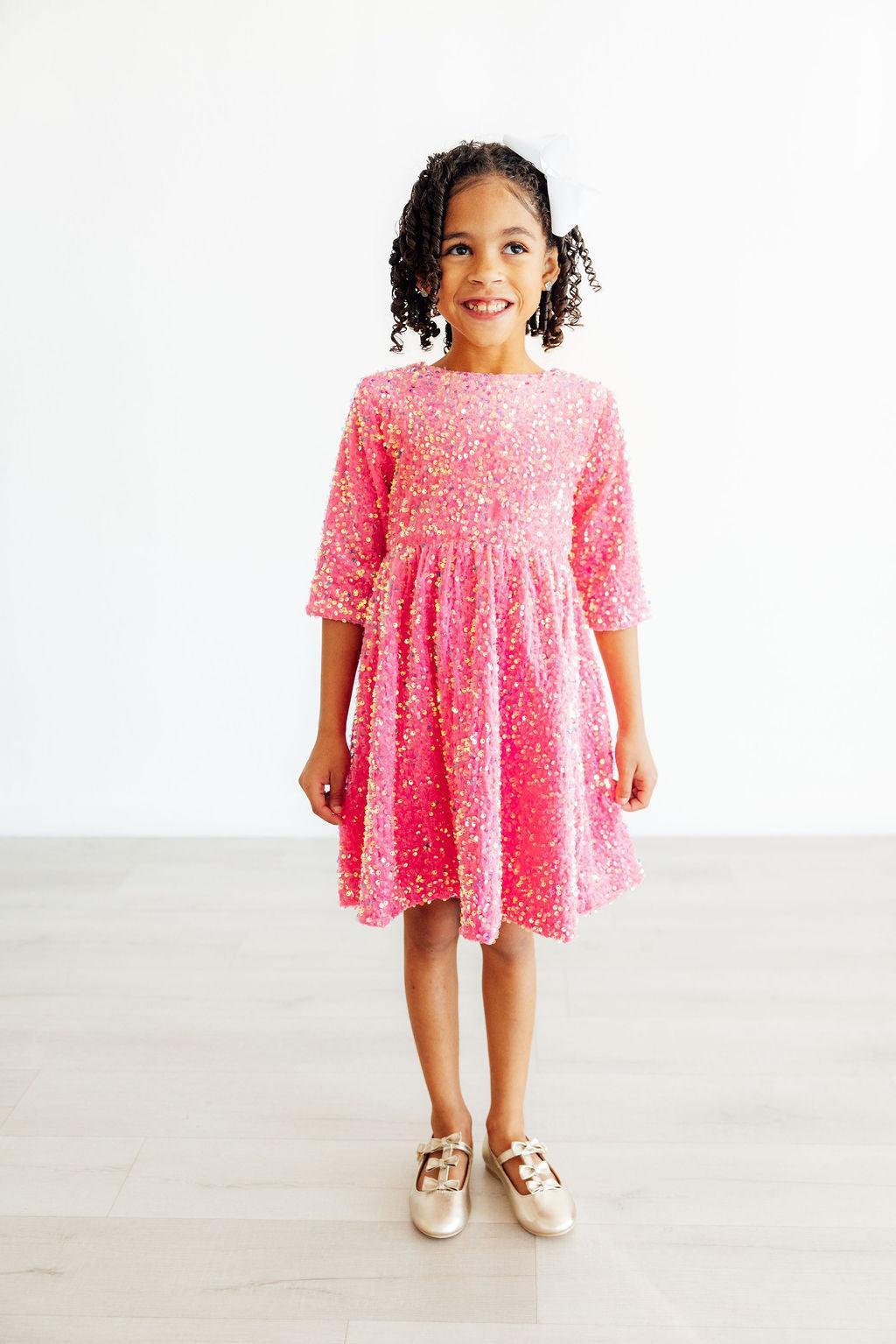 Pink Velvet Sequin Dress