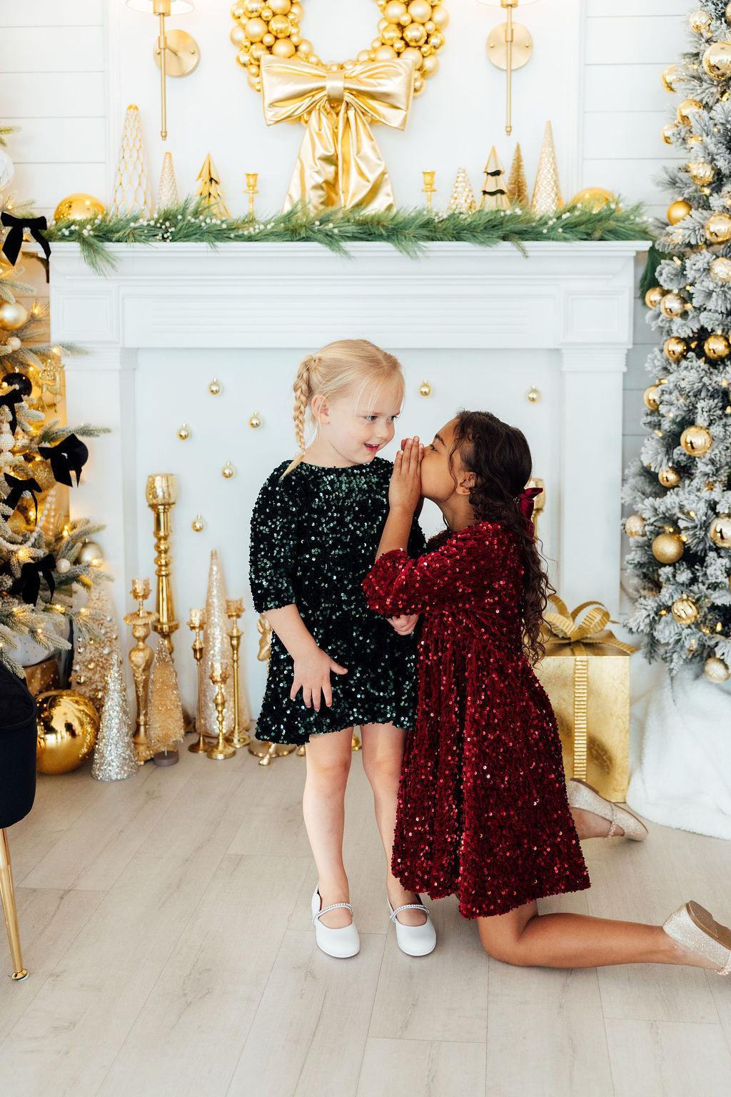 Cranberry Velvet Sequin Dress