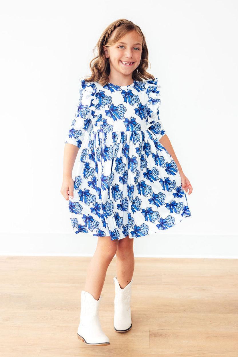 Lone Star 3/4 Sleeve Ruffle Twirl Dress