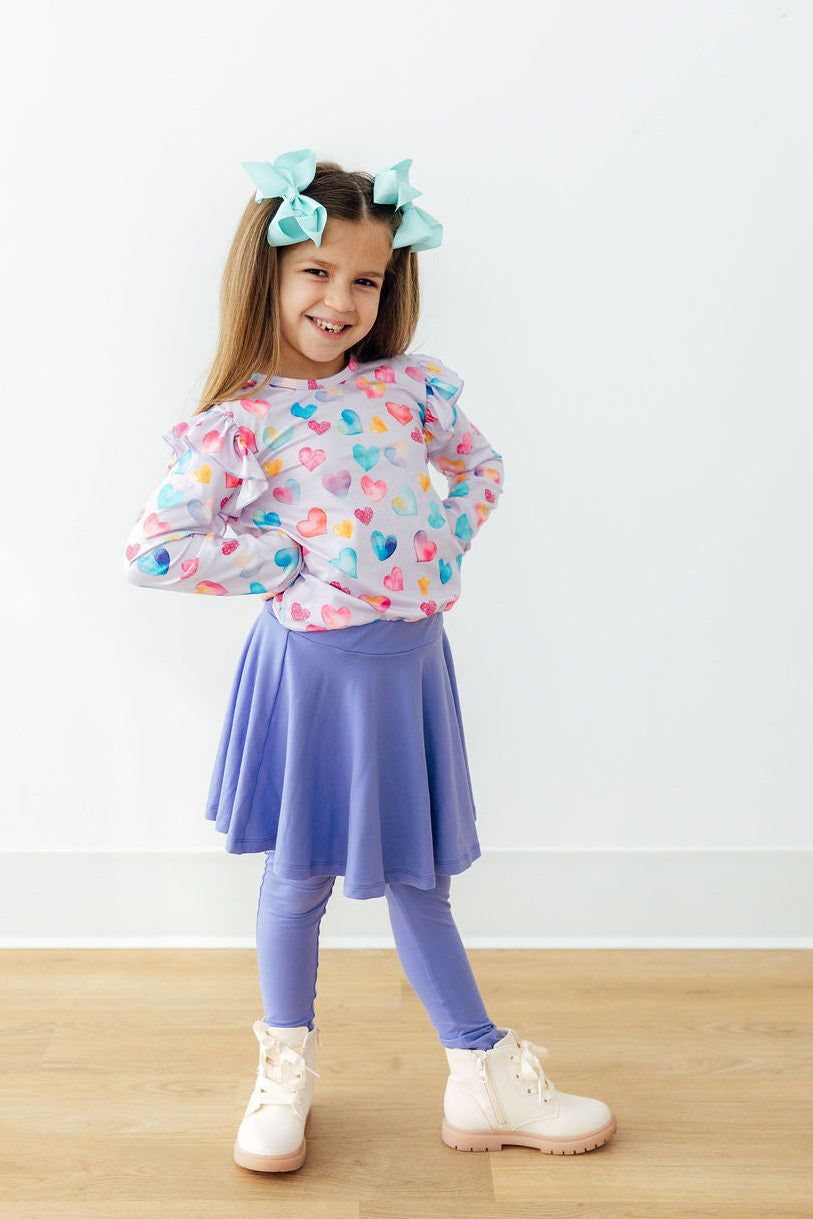 Watercolor Kisses L/S Ruffle Tee