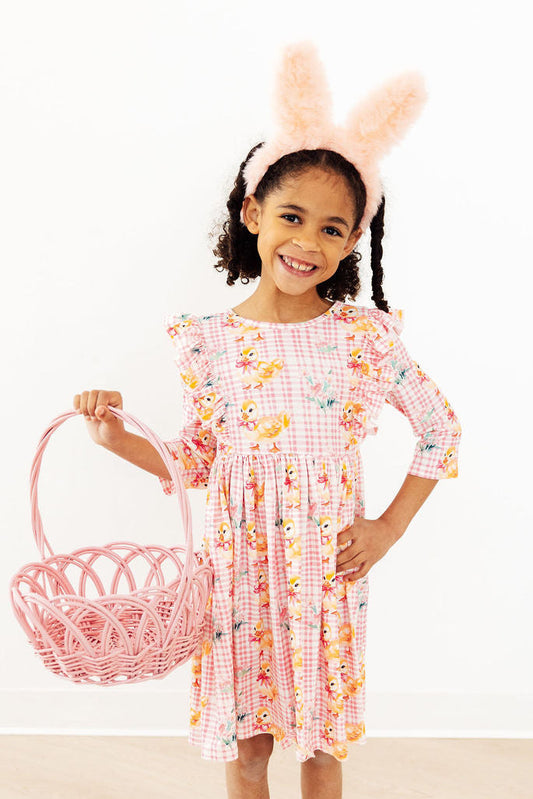 Daisy Ducklings 3/4 Sleeve Ruffle Twirl Dress