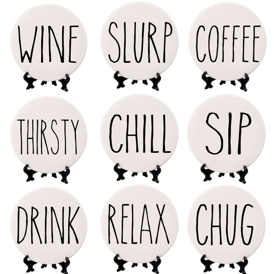 Minimalist Coasters Set - Modern Absorbent Drink Coasters for Home Decor