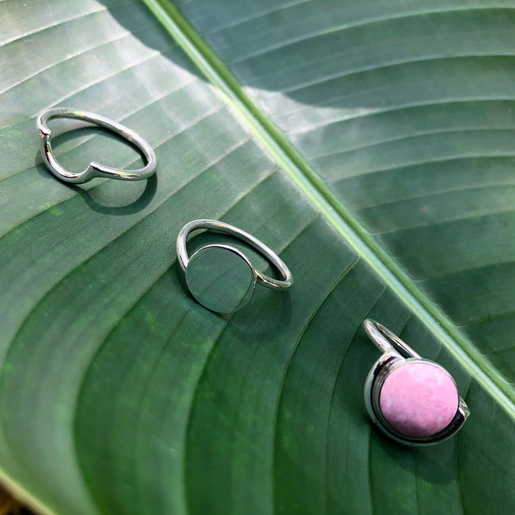 Sterling Silver Full Moon Ring Minimalist Luna Band Size 7 Handmade Peru