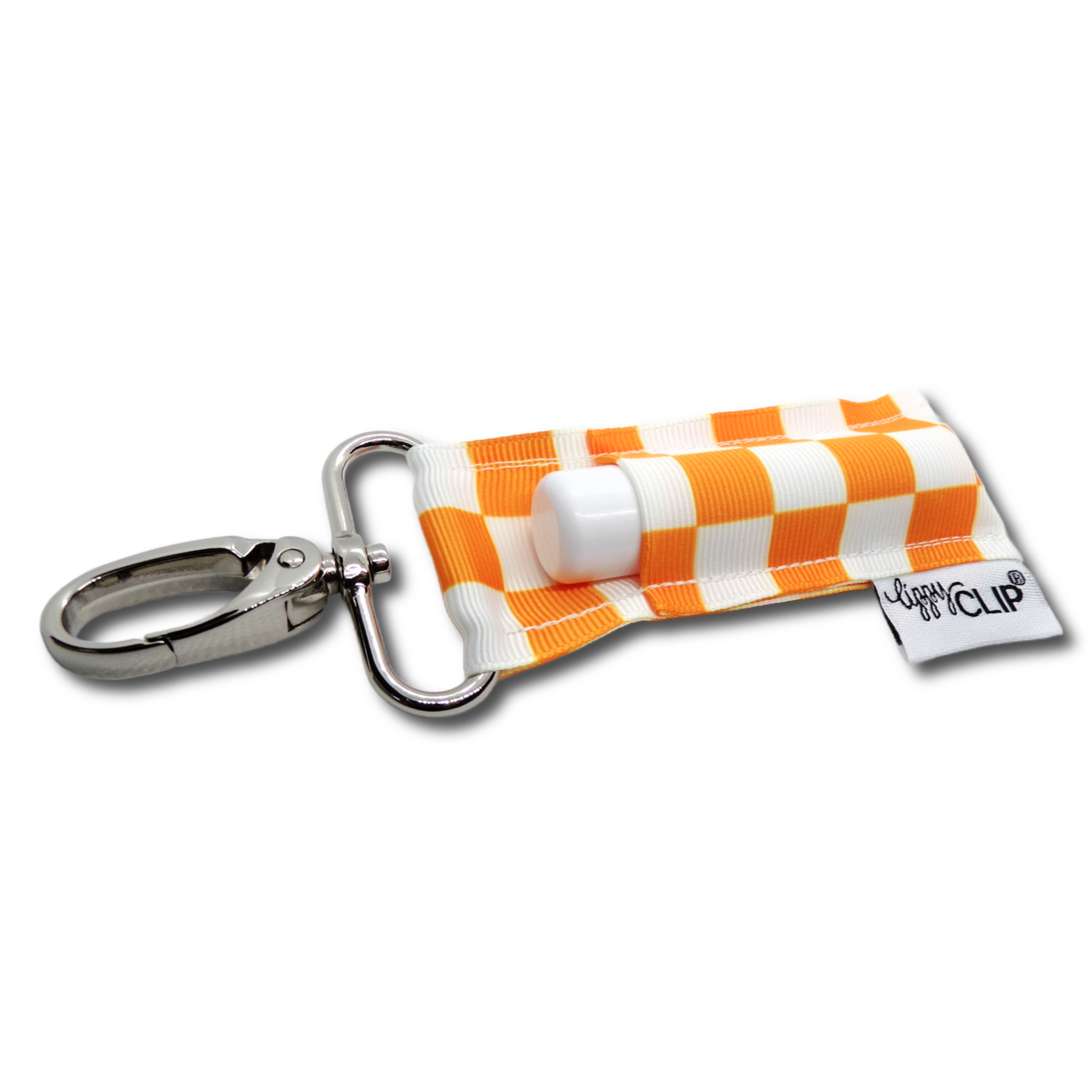 Orange and White Checkerboard LippyClip® Lip Balm Holder