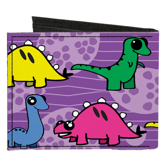 Canvas Bi-Fold Wallet - Dinosaur Cartoon
