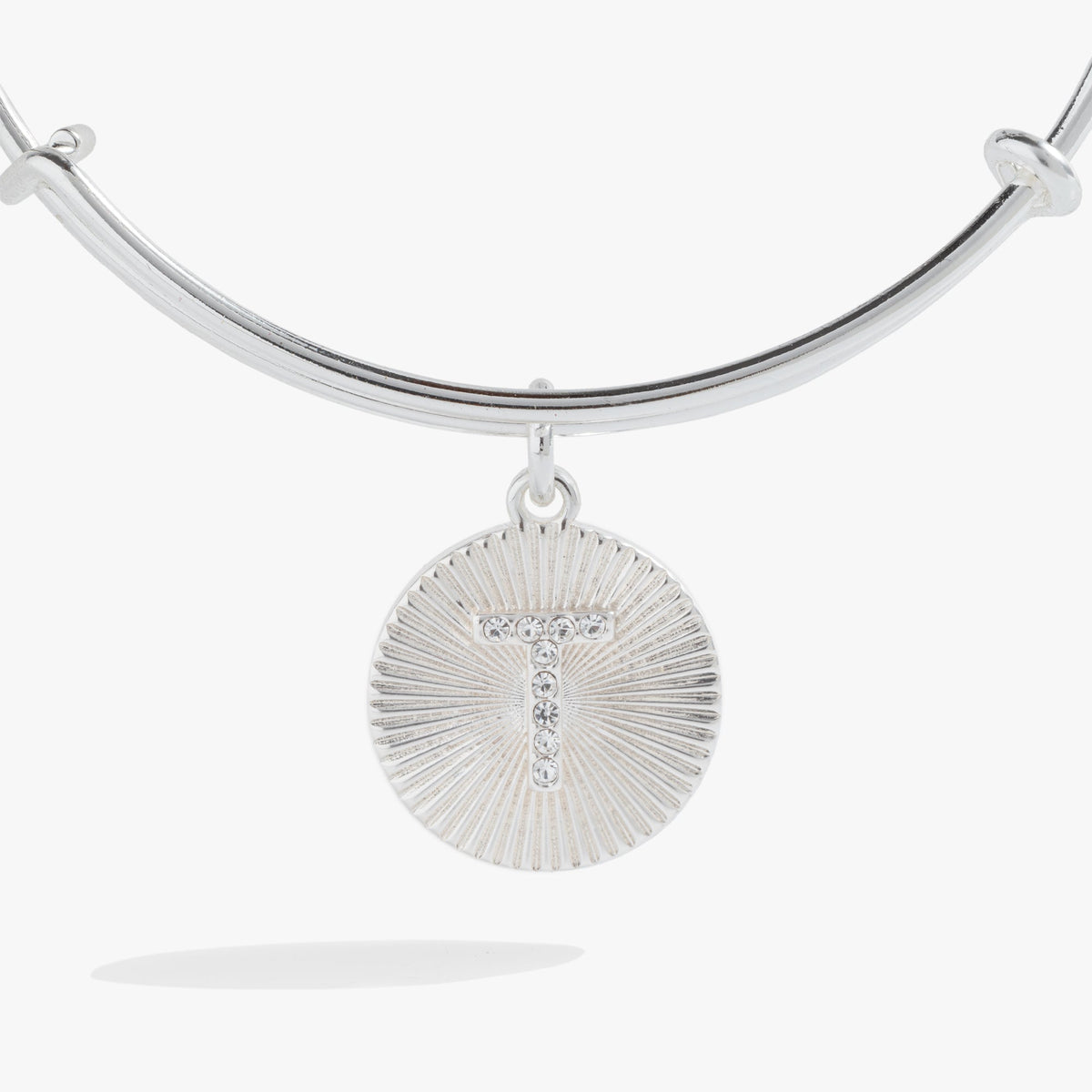 Initial T Pave Starburst Texture Bangle