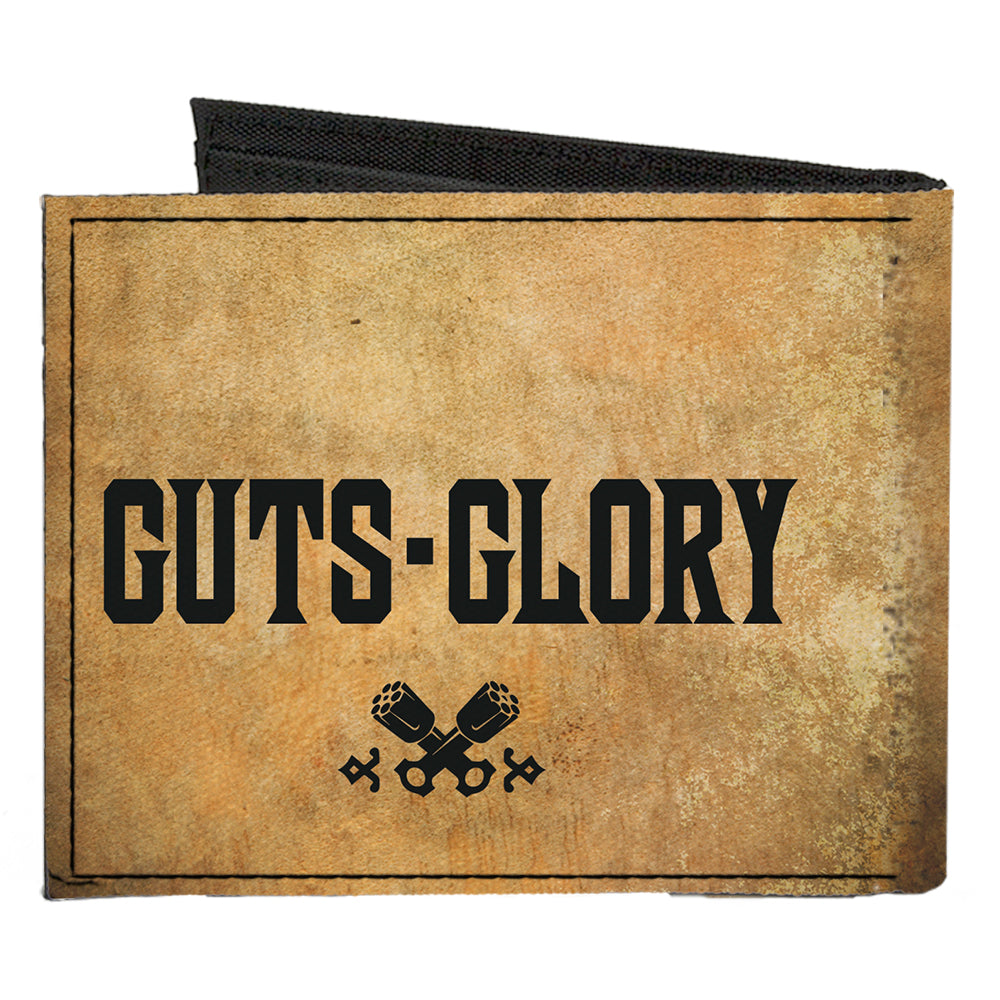 Canvas Bi-Fold Wallet - RAM Logo + GUTS-GLORY Pistons Weathered Black