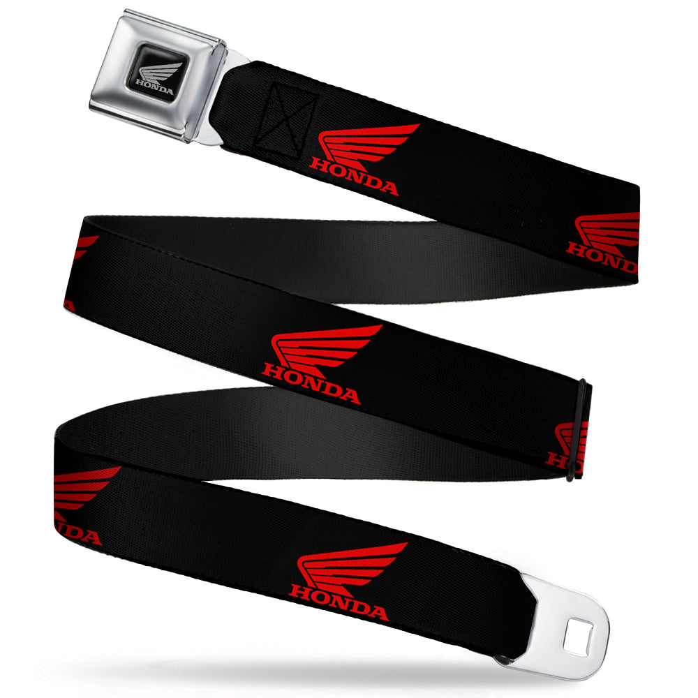 Honda Motorcycle Black Silver Seatbelt Belt - HONDA Motorcycle Logo Black/Red Webbing