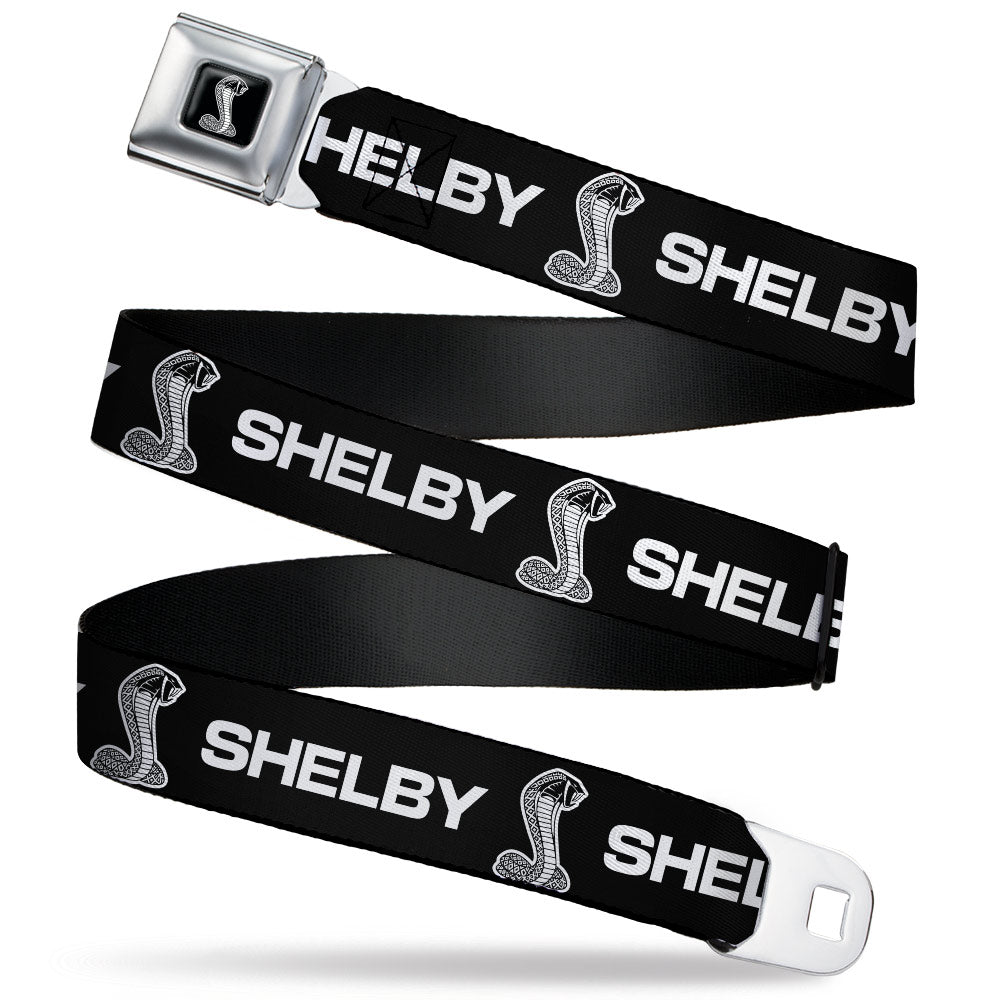 Carroll Shelby Super Snake Cobra Full Color Black White Seatbelt Belt - Carroll Shelby SHELBY Super Snake Cobra Black/White Webbing