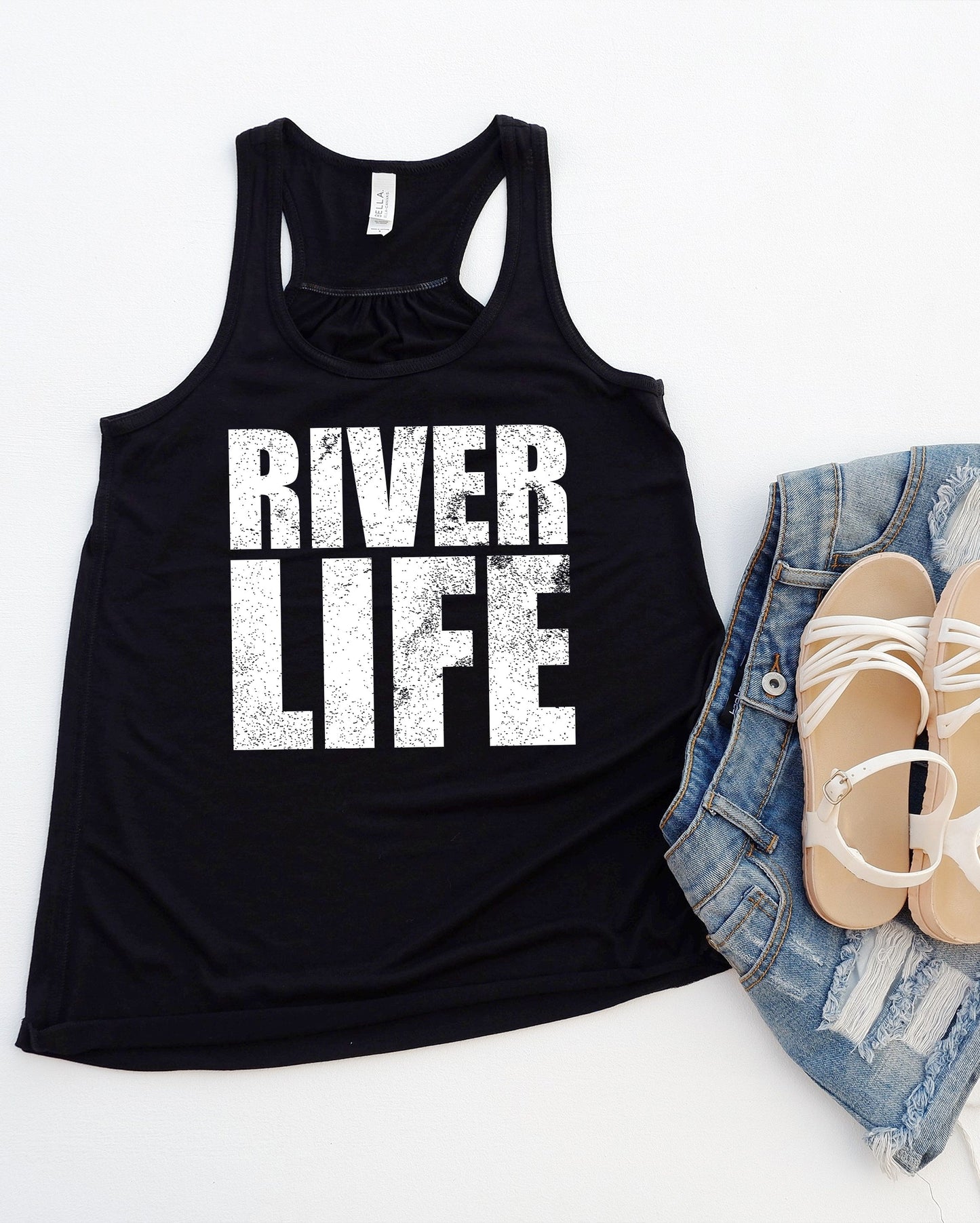 River Life Distressed Graphic Tee