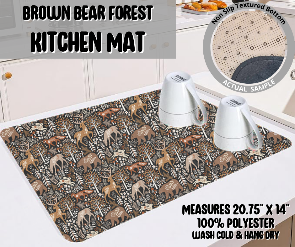 Preorder! Closes 9/10. ETA Dec. Brown Bear Forest Kitchen Mat