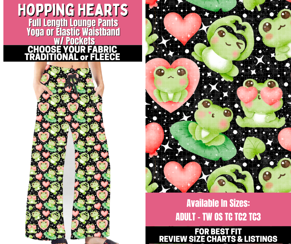 Preorder! Closes 11/19. ETA Jan. Hopping Hearts Lounge Pants Choose Fleece or Traditional