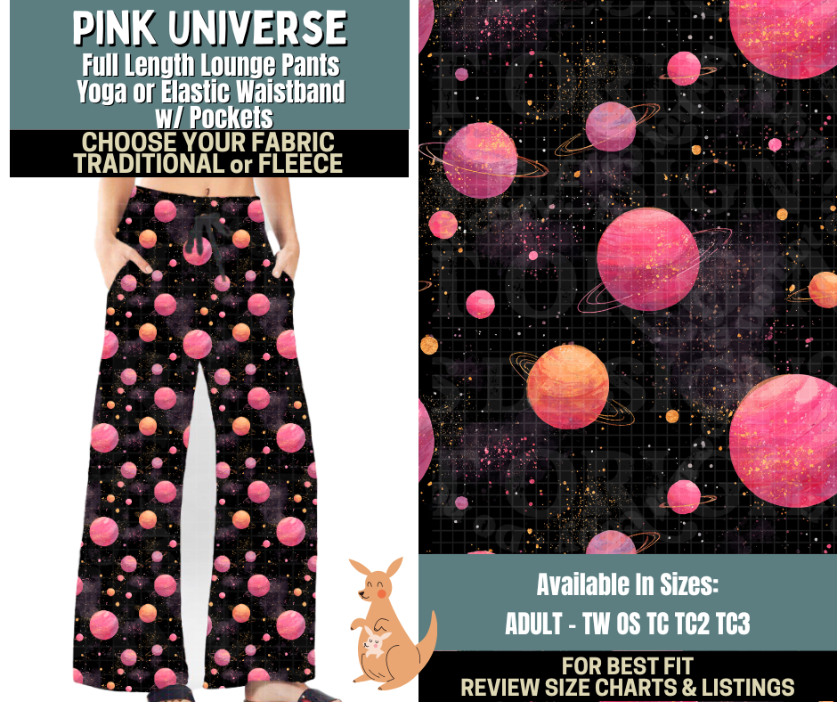 Preorder! Closes 10/2. ETA Dec. Pink Universe Lounge Pants Choose Fleece or Traditional