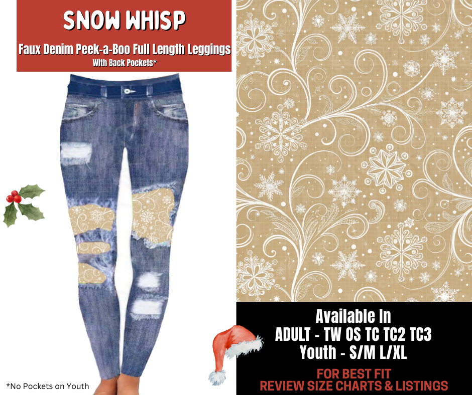 Preorder! Closes 9/24. ETA Dec. Snow Whisp Full Length Faux Denim Peekaboo