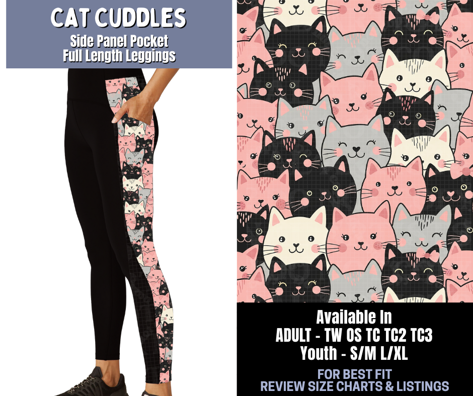 Preorder! Closes 1/8. ETA March. Cat Cuddles Side Panel Pocket Full Length Leggings