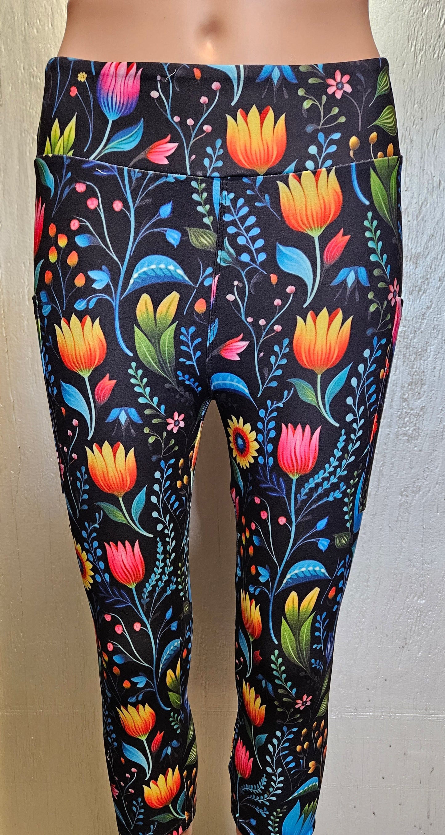 Mexican Floral 17 capris and skorts with pockets