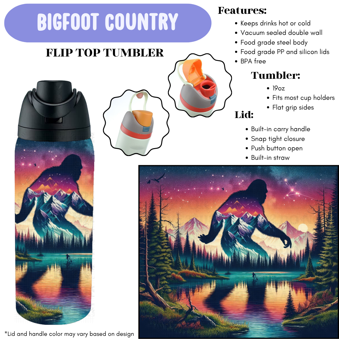 Preorder! Closes 12/11. ETA Feb. Bigfoot Country Flip Top Tumbler