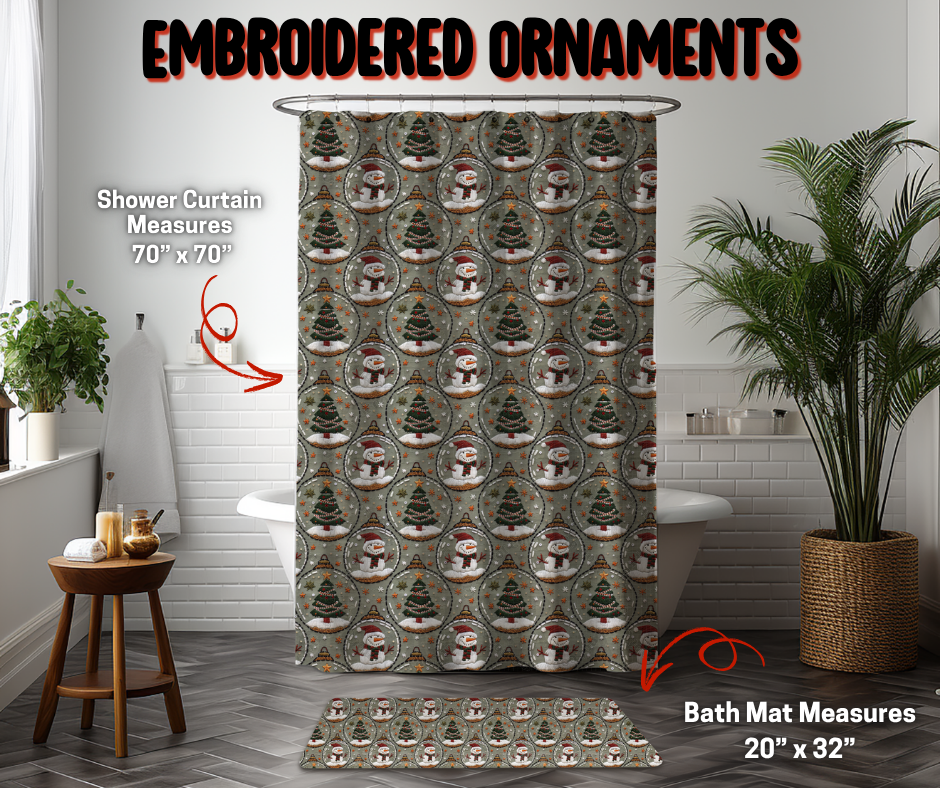 Preorder! Closes 9/8. ETA Dec. Embroidered Ornaments Custom Shower Curtain and/or Bath Mat