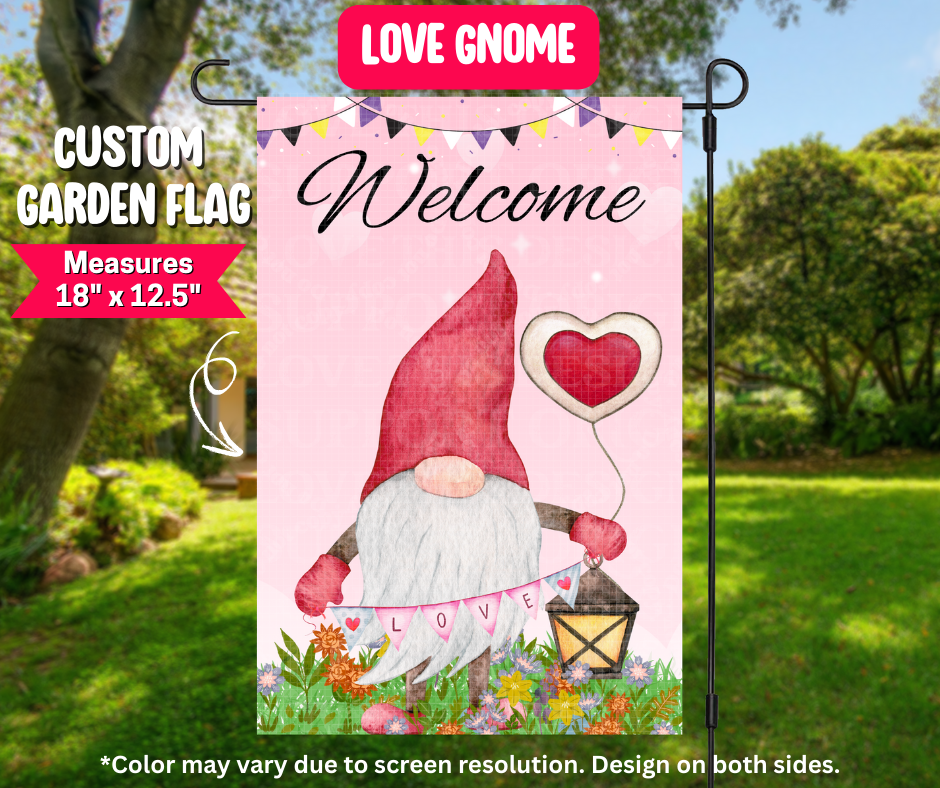 Preorder! Closes 12/25. ETA March. Love Gnome Garden Flag