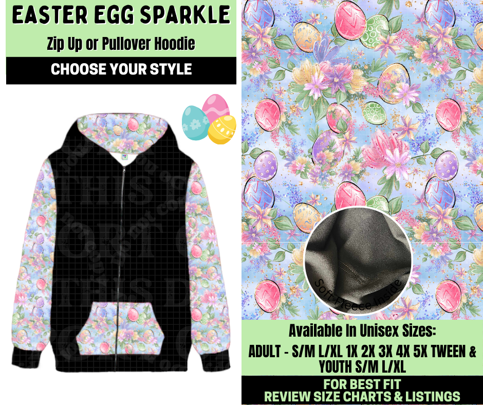 Preorder! Closes 1/19. ETA April. Easter Egg Sparkle Zip-Up or Pullover Hoodie
