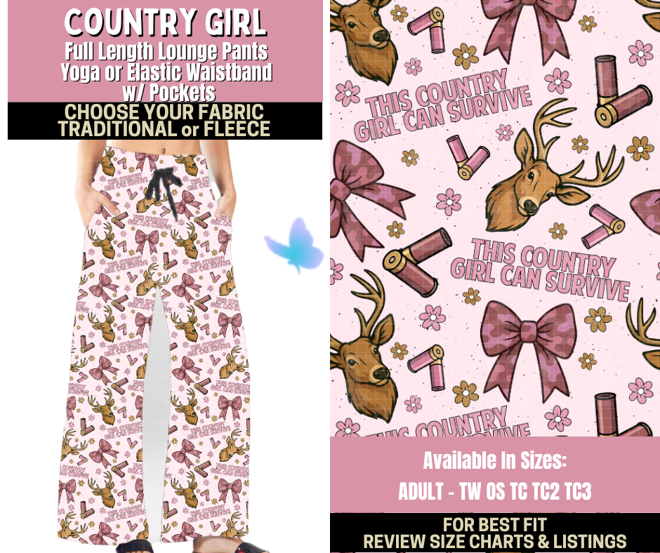 Preorder! Closes 9/25. ETA Dec. Country Girl Lounge Pants Choose Fleece or Traditional