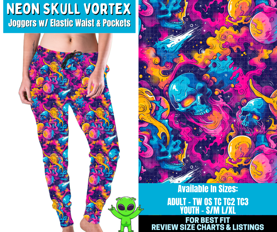 Preorder! Closes 2/11. ETA May. Neon Skull Vortex Combo Jogger Lengths