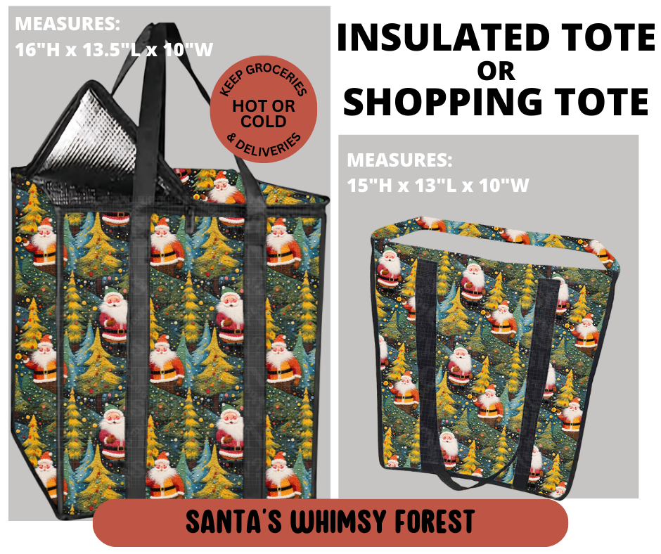 Preorder! Closes 9/11. ETA Dec. Santa's Whimsy Forest Shopping & Insulated Tote