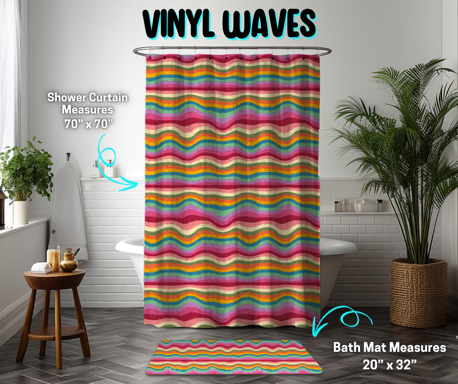 Preorder! Closes 3/26. ETA June. Vinyl Waves Custom Shower Curtain and/or Bath Mat