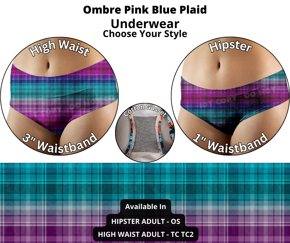 Ombre Pink Blue Plaid Underwear