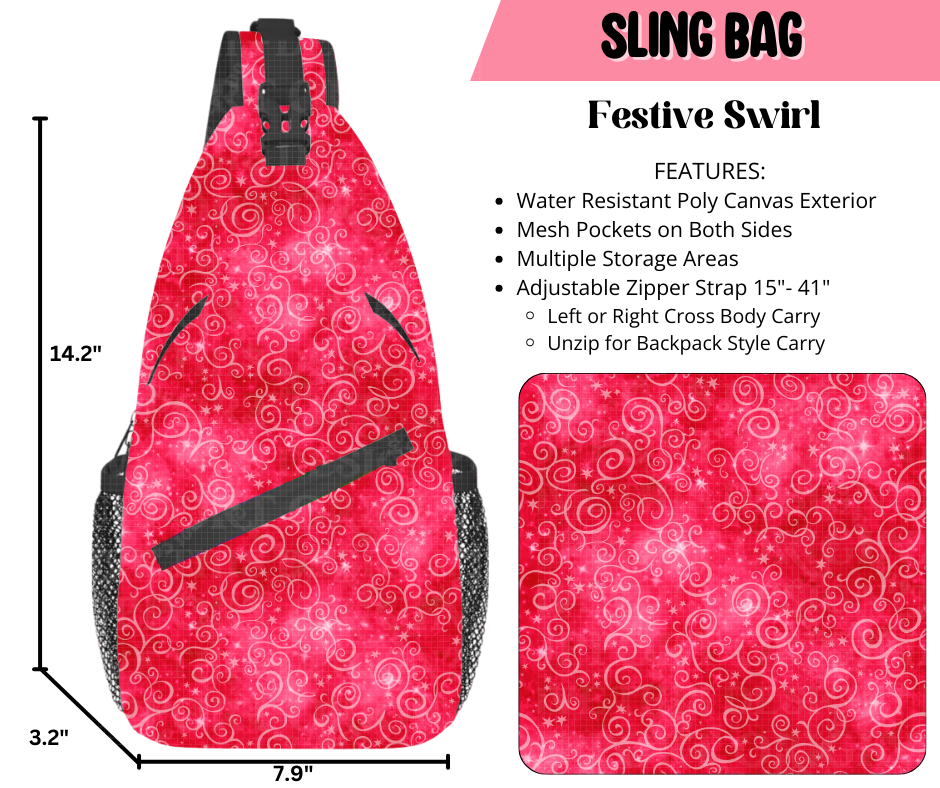 Preorder! Closes 9/17. ETA Dec. Festive Swirl Sling Bag