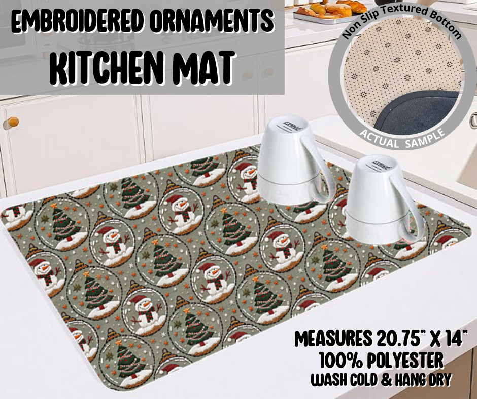 Preorder! Closes 9/10. ETA Dec. Embroidered Ornaments Kitchen Mat