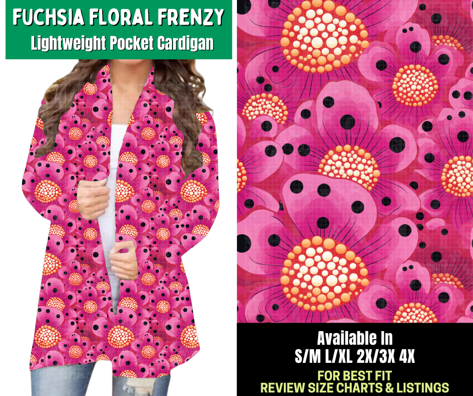Preorder! Closes 2/18. ETA May. Fuchsia Floral Frenzy Pocket Cardigan