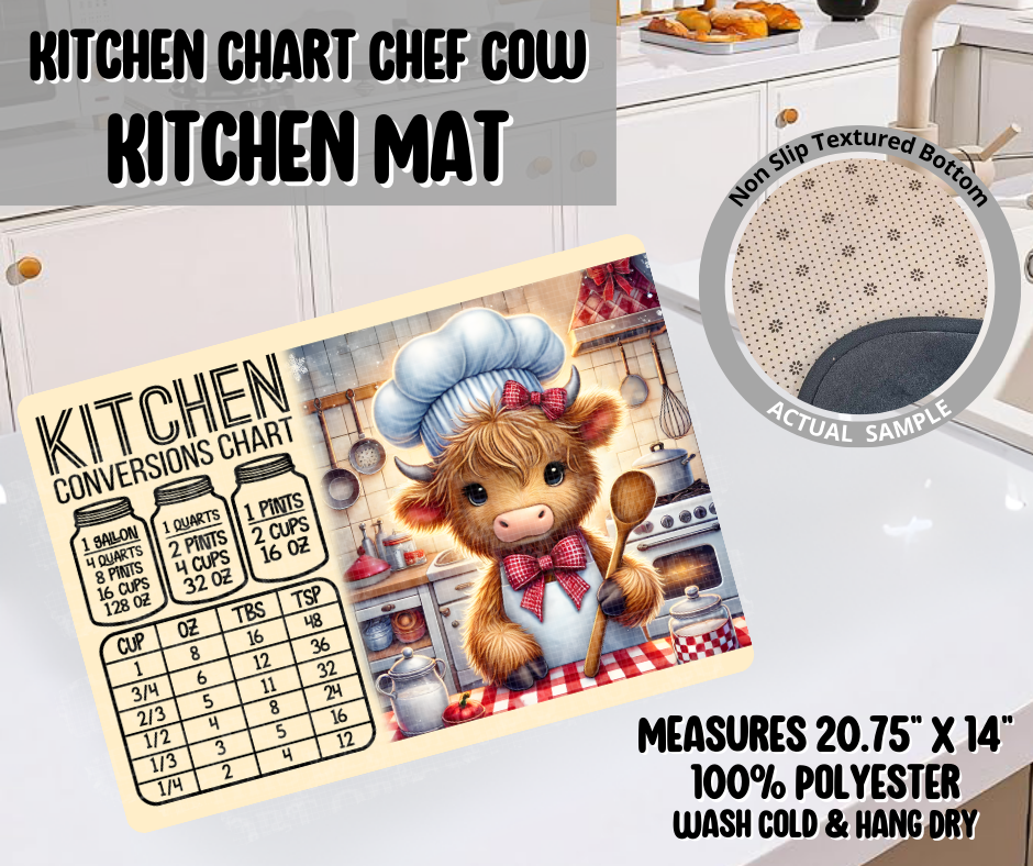 Preorder! Closes 9/10. ETA Dec. Kitchen Chart Chef Cow Kitchen Mat