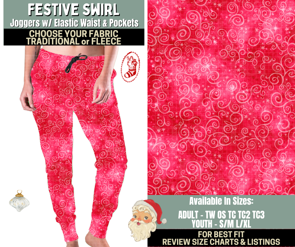 Preorder! Closes 9/15. ETA Dec. Festive Swirl Joggers Choose Fleece or Traditional