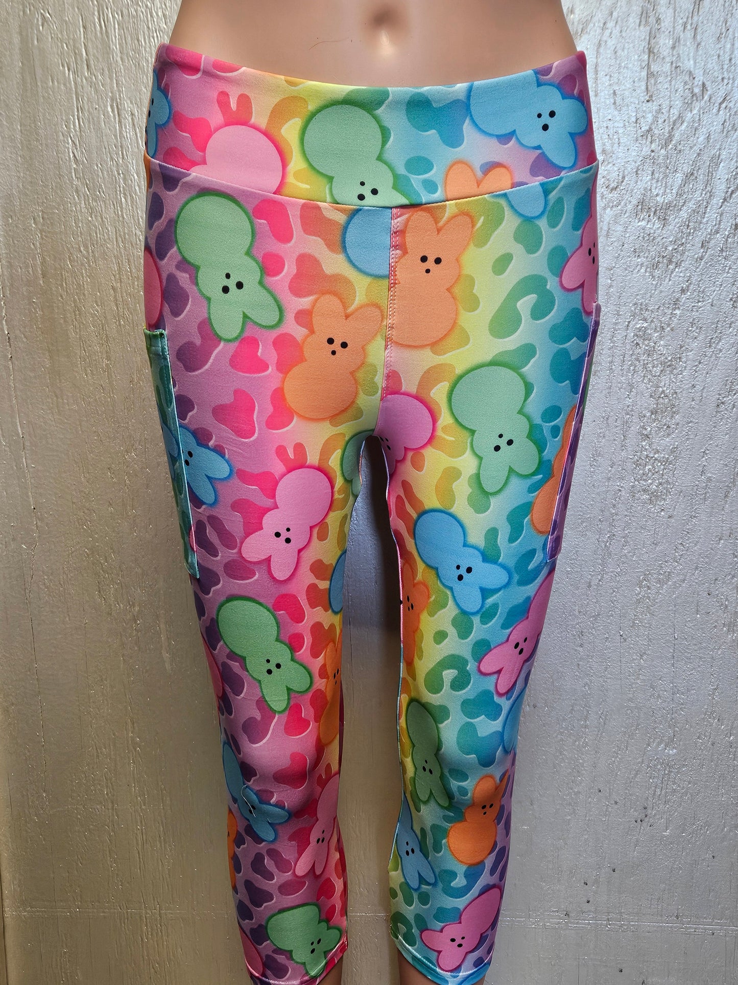 Neon Leopard Peeps capris with pockets
